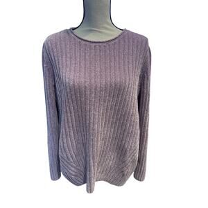 ⭐️ Women’s  Lands End Pink Chenille Sweater Size Large Cozy Cabincore Casual